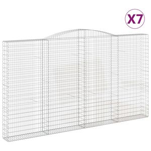 vidaXL Kosze gabionowe, 7 szt, 400x30x220/240 cm, galwanizowane żelazo