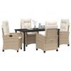 vidaXL Zestaw do jadalni w ogrodzie z poduszką 5 pcs Beżowy polirattan
