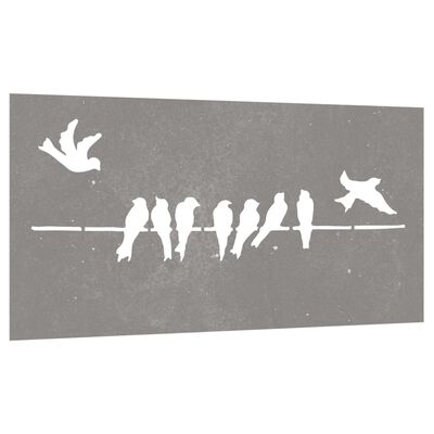 vidaXL Ogrodowa dekoracja ścienna, 105x55 cm, stal kortenowska, ptaki