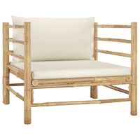 vidaXL Sofa ogrodowa, śmietankowe poduszki, bambus