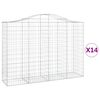 vidaXL Kosze gabionowe, 14 szt, 200x50x140/160cm, galwanizowane żelazo