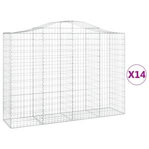 vidaXL Kosze gabionowe, 14 szt, 200x50x140/160cm, galwanizowane żelazo