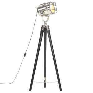 vidaXL Lampa podłogowa na tr&oacute;jnogu, czarna, lite drewno mango, 97 cm