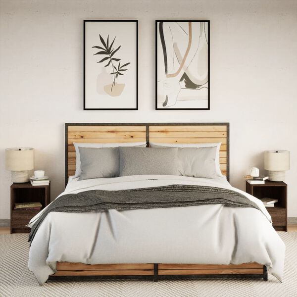 vidaXL Szafki nocne z oświetleniem LED, 2 szt., kolor brązowy dąb