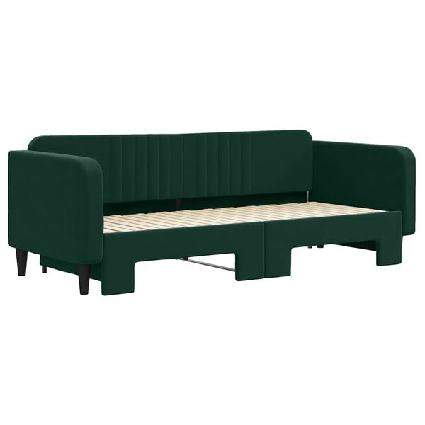 vidaXL Sofa rozsuwana, ciemnozielona, 90x200 cm, aksamit