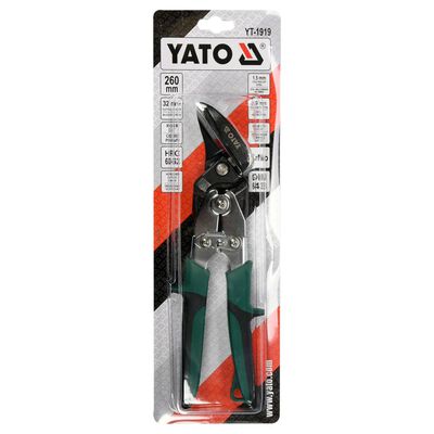 YATO Nożyce do blachy, prawe, 260 mm, zielone