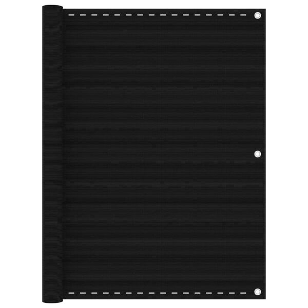 vidaXL Parawan balkonowy, czarny, 120x600 cm, HDPE