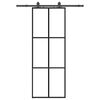 vidaXL Drzwi przesuwne z zestawem okuć czarne 76x205 cm ESG szkło