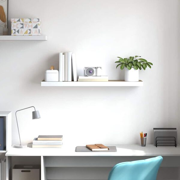 vidaXL P&oacute;łka ścienna, dębowo-biała, 80x23,5x3,8 cm, MDF