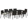 vidaXL Zestaw do jadalni w ogrodzie 9 pcs Czarny