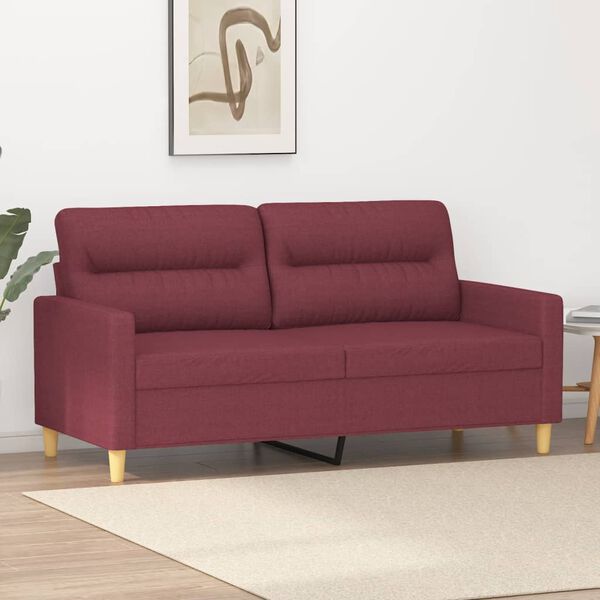 vidaXL Sofa 2-osobowa, winna czerwień, 140 cm, tapicerowana tkaniną