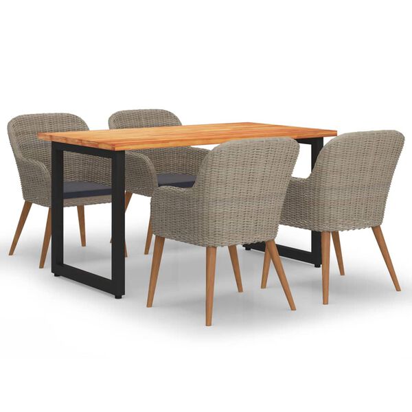 vidaXL 5-cz. zestaw mebli ogrodowych z poduszkami, polirattan, brązowy