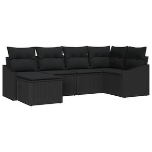 vidaXL Zestaw Sof z poduszką 6 pcs Czarny polirattan
