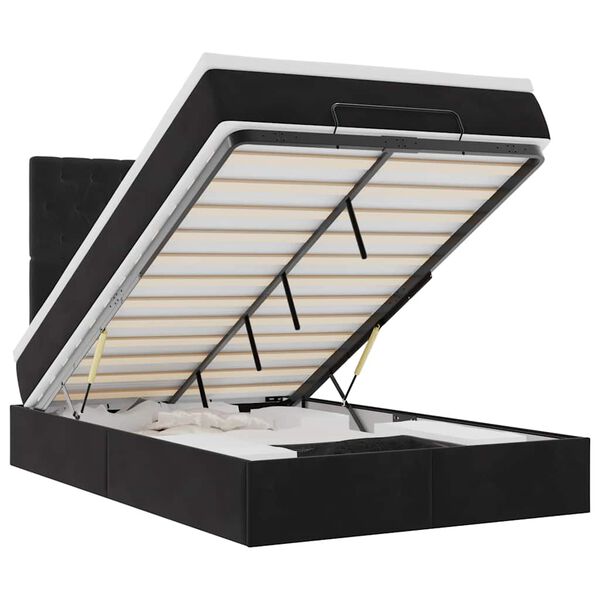 vidaXL Rama ł&oacute;żka otomana z materacami, czarna, 120x200 cm, aksamit