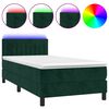 vidaXL Ł&oacute;żko kontynentalne z materacem i LED zielony aksamit 90x190 cm