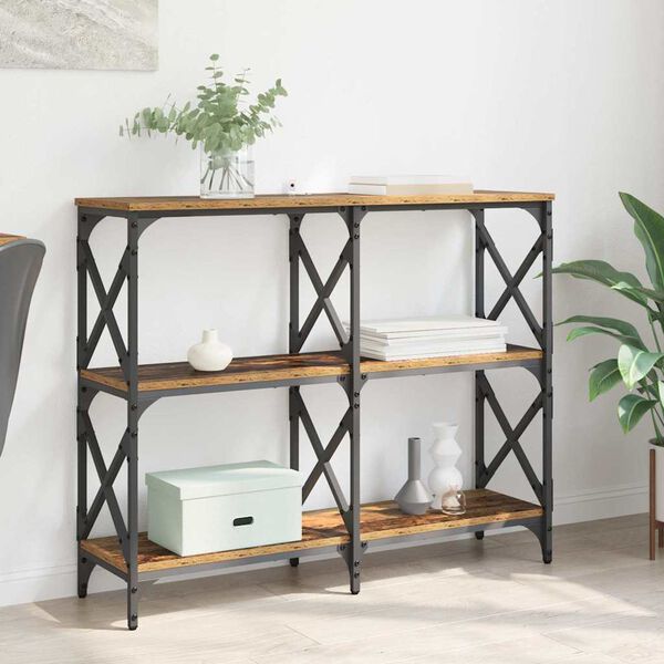 vidaXL Konsola Stare drewno 100 x 28 x 80,5 cm Materiał drewnopochodny