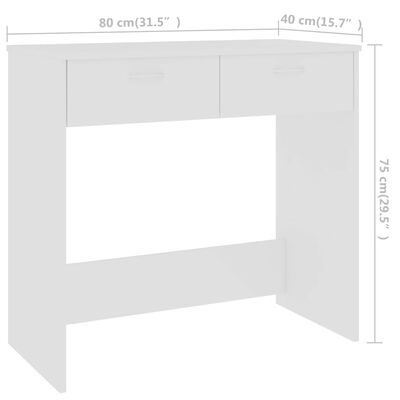 vidaXL Biurko, białe, 80x40x75 cm, materiał drewnopochodny