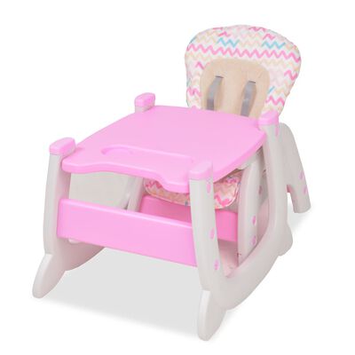 vidaXL Wysokie krzesełko 3 w 1 z różowym stołem