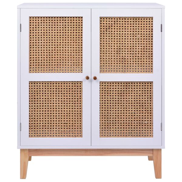 vidaXL Szafka, biała, 80 x 35 x 100 cm, MDF i rattan