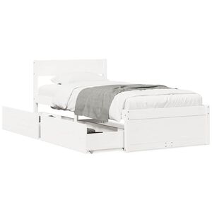 vidaXL Rama ł&oacute;żka bez materaca, biała, 75x190 cm, lite drewno sosnowe
