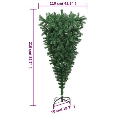 vidaXL Odwrócona, sztuczna choinka ze stojakiem, zielona, 210 cm