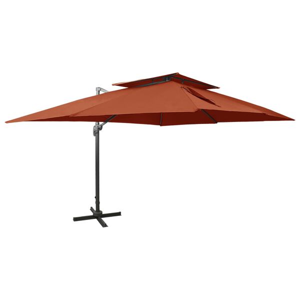 vidaXL Parasol ogrodowy Cantilever z podw&oacute;jnym blatem, terakota 400x300 cm