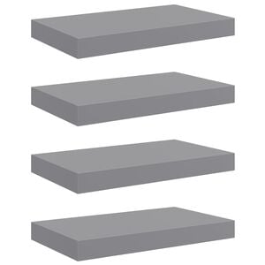 vidaXL P&oacute;łki ścienne, 4 szt., szare, 40x23x3,8 cm, MDF