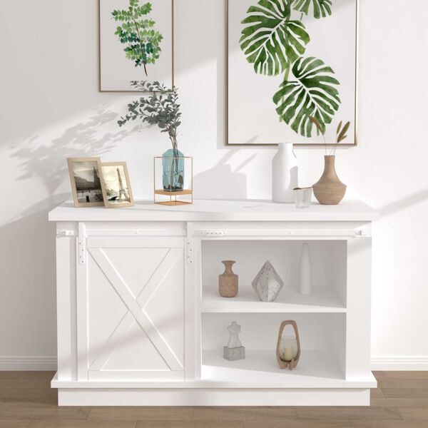 vidaXL System drzwi przesuwnych do mebli, stal węglowa, biały, 122 cm