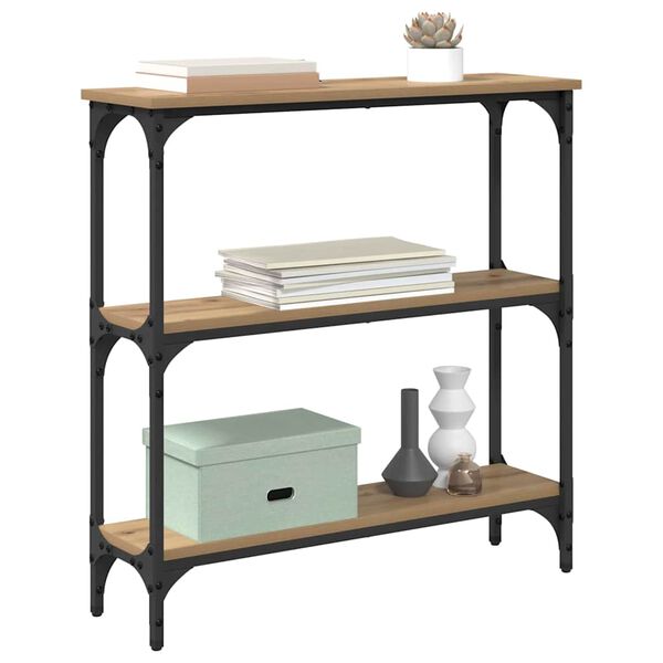 vidaXL Konsola z p&oacute;łką Dąb rzemieślniczy 75 x 22,5 x 75 cm