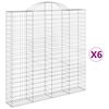 vidaXL Kosze gabionowe, 6 szt, 200x30x200/220 cm, galwanizowane żelazo