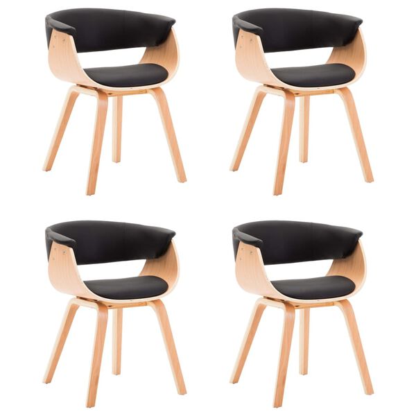 vidaXL Krzesła do jadalni, 4 szt., czarne, gięte drewno i ekoskóra