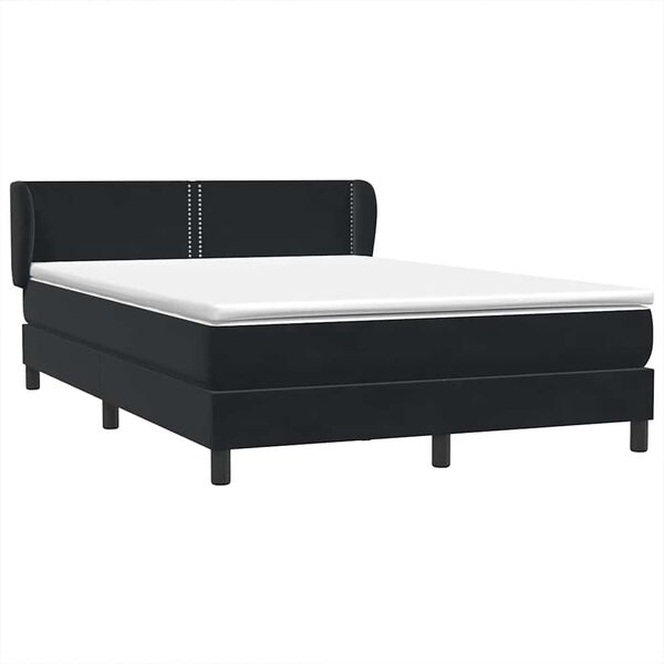 vidaXL Ł&oacute;żko typu Box Spring z materacem Czarny 160x220 cm Aksamit