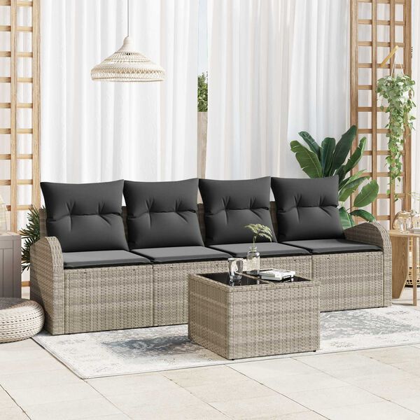 vidaXL Zestaw Sof na Ogr&oacute;d Jasnoszary 55 x 55 x 37 cm polirattan
