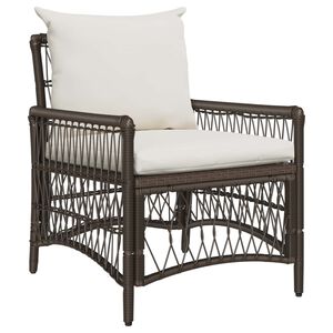 vidaXL Krzesło Ogrodowe z poduszką Brązowy 73 x 61 x 77 cm polirattan