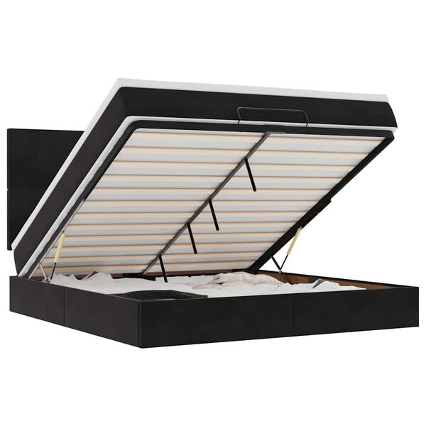 vidaXL Rama łóżka otomana z materacami, czarna, 180x200 cm, aksamit