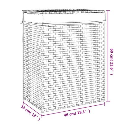 vidaXL Kosz na pranie z pokrywą, 46x33x60 cm, polirattan