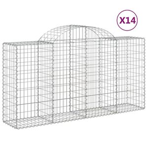 vidaXL Kosze gabionowe, 14 szt, 200x50x100/120cm, galwanizowane żelazo
