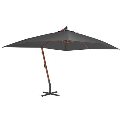 vidaXL Wiszący parasol z drewnianym słupkiem, 400x300 cm, antracytowy