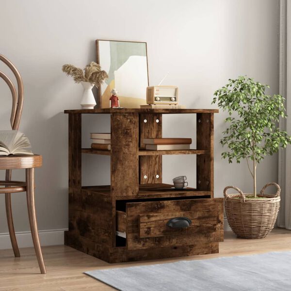 vidaXL Stolik boczny, przydymiony dąb, 50x50x60 cm