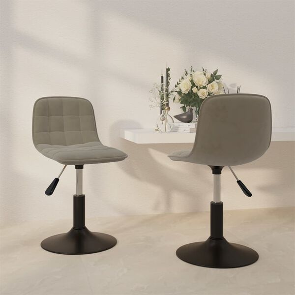 vidaXL Obrotowe krzesła stołowe, 2 szt., jasnoszare, aksamitne