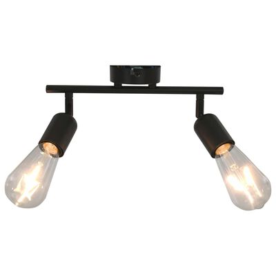 vidaXL Lampa z 2 żarówkami żarnikowymi, 2 W, czarna, E27