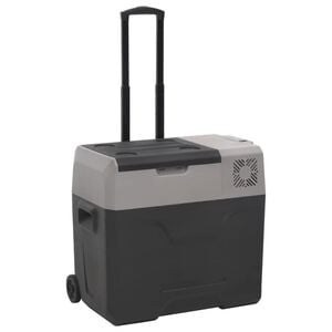 vidaXL Lodówka na kółkach, z uchwytem, czarno-szara, 40 L, PP