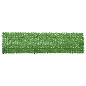 vidaXL Parawan balkonowy, zielone liście, 400x100 cm