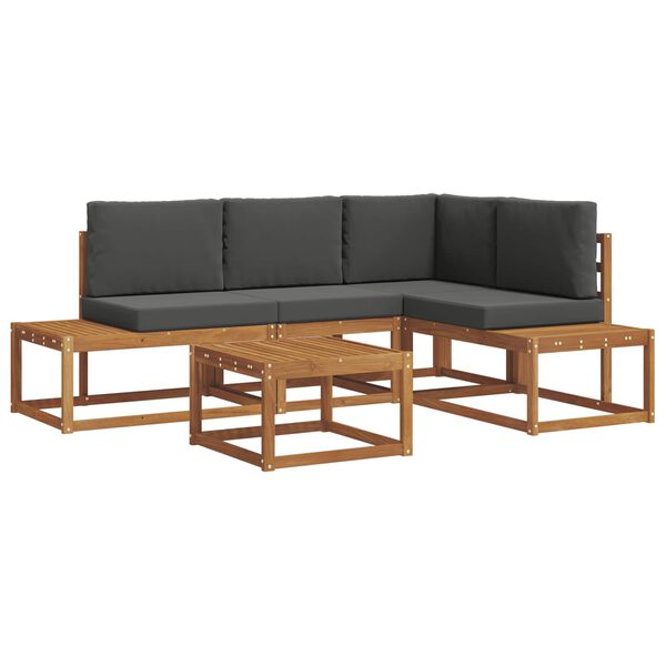 vidaXL Zestaw sof na zewnątrz 5 Sztuka Naturalny i Antracytowy