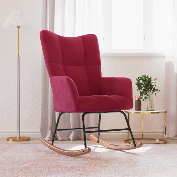 vidaXL Fotel bujany, winna czerwień, tapicerowany aksamitem