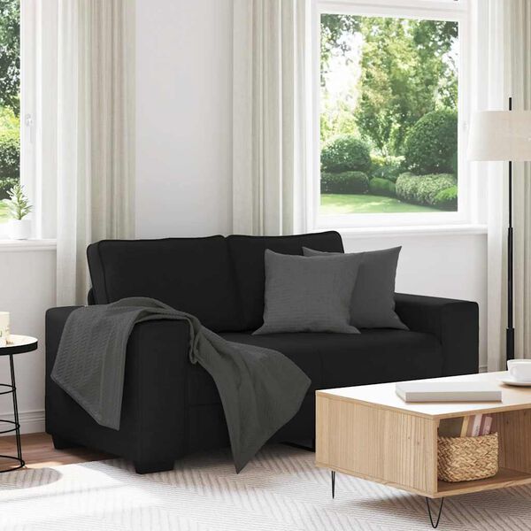 vidaXL Sofa 2-osobowa Czarna 160x77x82 cm Tkanina