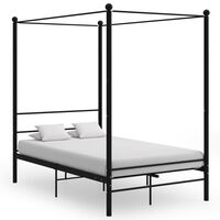 vidaXL Rama łóżka z baldachimem, czarna, metalowa, 120 x 200 cm