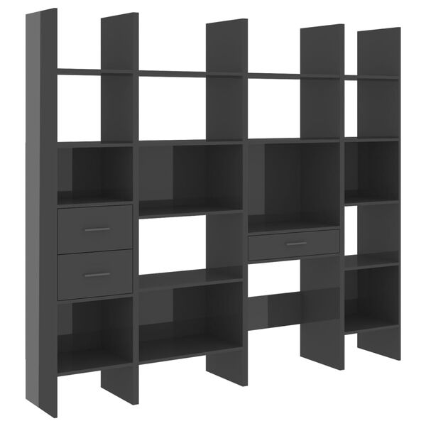 vidaXL 4-cz. zestaw regał&oacute;w, szary, połysk, materiał drewnopochodny