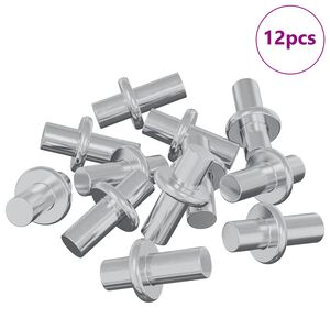 vidaXL Wieszak na p&oacute;łki 12 pcs Srebrny 8,6 x 8,6 x 14,6 mm Stal