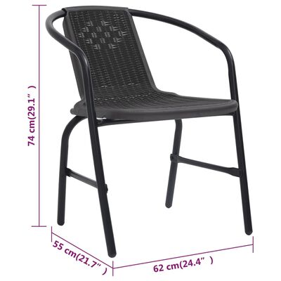 vidaXL Krzesła ogrodowe, 4 szt., rattan syntetyczny i stal, 110 kg